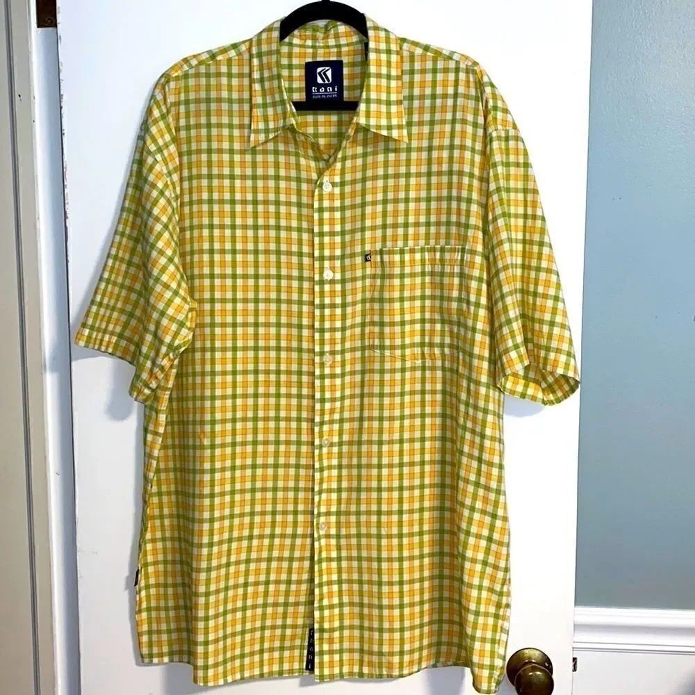Kani plaid short sleeve button up urban shirt XL